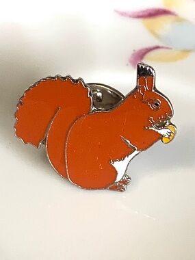 Orange Squirrel Enamel Pin - Pets Small Pets Accent